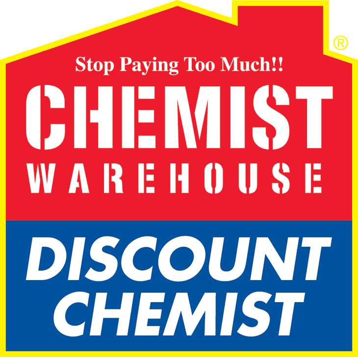 Chemist Warehouse Discount Chemist logo with slogan 'Stop Paying Too Much!!' - Where to Buy Maltofer